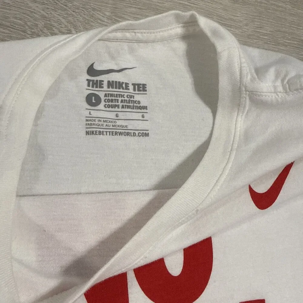 Nike Shirt No Pain No Power Men’s White Large Athletic Cut Red Swoosh